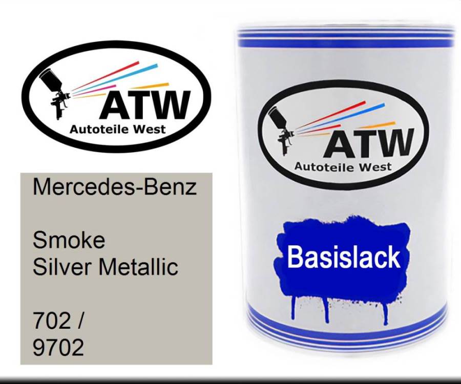 Mercedes-Benz, Smoke Silver Metallic, 702 / 9702: 500ml Lackdose, von ATW Autoteile West.